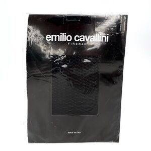 Emilio Cavallini Black Tights Size L/XL Textured Patterned Den 30/80 New NWT